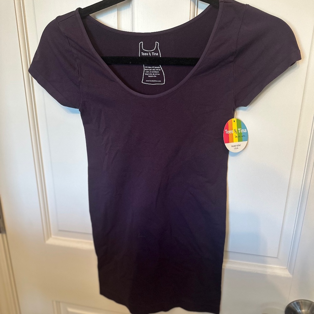 Tees by Tina - Purple Scoop Neck Tee - One Size - NWT